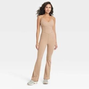 Joylab Women’s Tan Flare Leg Jumpsuit Size S